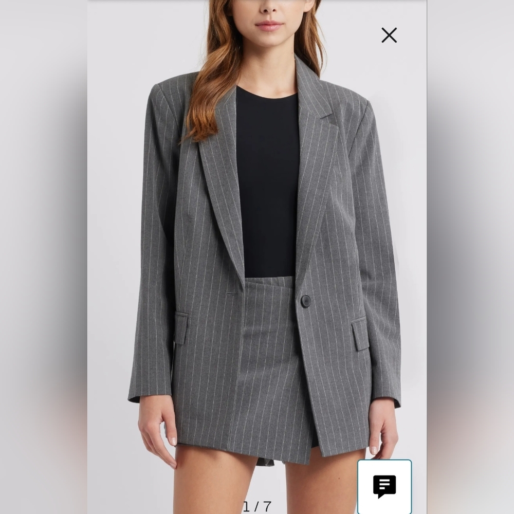Open Edit Relaxed‎ Pinstripe Blazer Womens M Classic Career Chic Tailored NEW